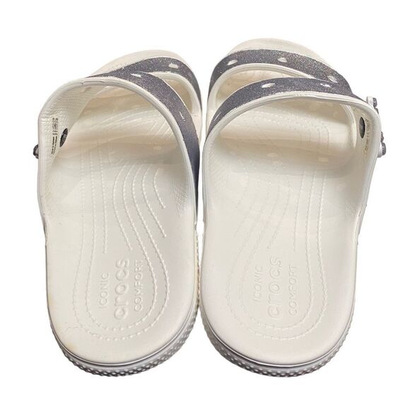 CROCS Silver and White Sandals with Chunky Sole - Picture 4 of 6